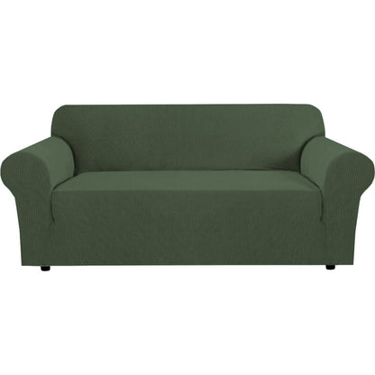 H.VERSAILTEX Stretch Sofa Covers for 3 Cushion Couch Covers Sofa Slipcovers for Living Room Feature Thick Checked Jacquard Fabric with Elastic Bottom, Sofa Large - Sand