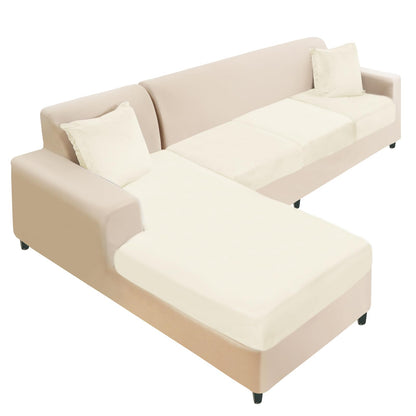 NAISI Sectional Couch Cover 4 Pieces Velvet Separate Couch Cushion Covers L Shape Soft Stretch Sofa Slipcovers with 2pcs Pillowcases for Left/Right Chaise Sectional Couch(3 Seater+1 Chaise,Dark Grey)