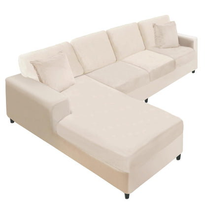NAISI Sectional Couch Cover 4 Pieces Velvet Separate Couch Cushion Covers L Shape Soft Stretch Sofa Slipcovers with 2pcs Pillowcases for Left/Right Chaise Sectional Couch(3 Seater+1 Chaise,Dark Grey)