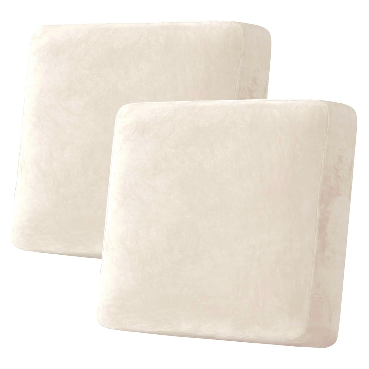H.VERSAILTEX Velvet Stretch Couch Cushion Cover Plush Cushion Slipcover for Chair Loveseat Sofa Cushion Furniture Protector Seat Cushion Sofa Cover (3 Piece Sofa Cushion Covers, Ivory)