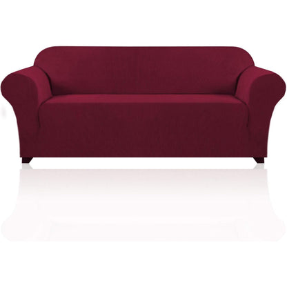 PrinceDeco Stretch Sofa Cover Slipcover Couch Covers for 3 Cushion Couch Furniture Protector Sofa Covers with Non Slip Elastic Bottom Dogs Pet Friendly Fitted (Sofa, Ivory)