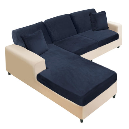 NAISI Sectional Couch Cover 4 Pieces Velvet Separate Couch Cushion Covers L Shape Soft Stretch Sofa Slipcovers with 2pcs Pillowcases for Left/Right Chaise Sectional Couch(3 Seater+1 Chaise,Dark Grey)
