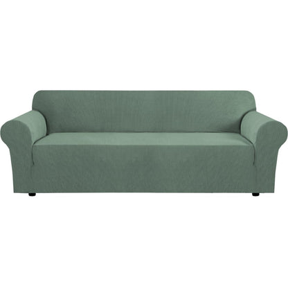 H.VERSAILTEX Stretch Sofa Covers for 3 Cushion Couch Covers Sofa Slipcovers for Living Room Feature Thick Checked Jacquard Fabric with Elastic Bottom, Sofa Large - Sand