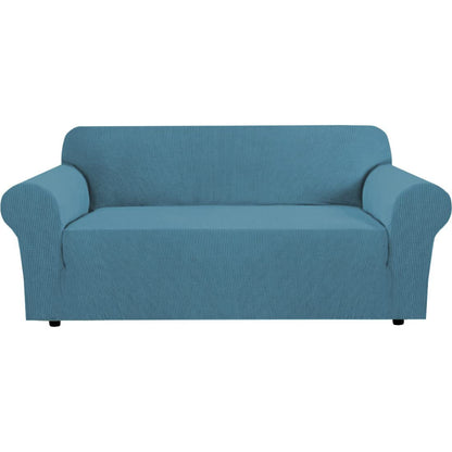 H.VERSAILTEX Stretch Sofa Covers for 3 Cushion Couch Covers Sofa Slipcovers for Living Room Feature Thick Checked Jacquard Fabric with Elastic Bottom, Sofa Large - Sand