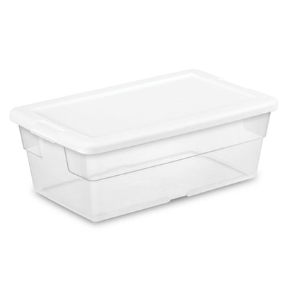 Sterilite Storage Boxes, Stackable Clear Plastic Bins, 6 Quart, 12-Pack