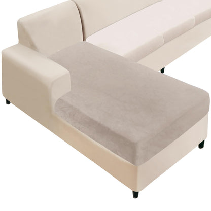 NAISI Sectional Couch Cover 4 Pieces Velvet Separate Couch Cushion Covers L Shape Soft Stretch Sofa Slipcovers with 2pcs Pillowcases for Left/Right Chaise Sectional Couch(3 Seater+1 Chaise,Dark Grey)