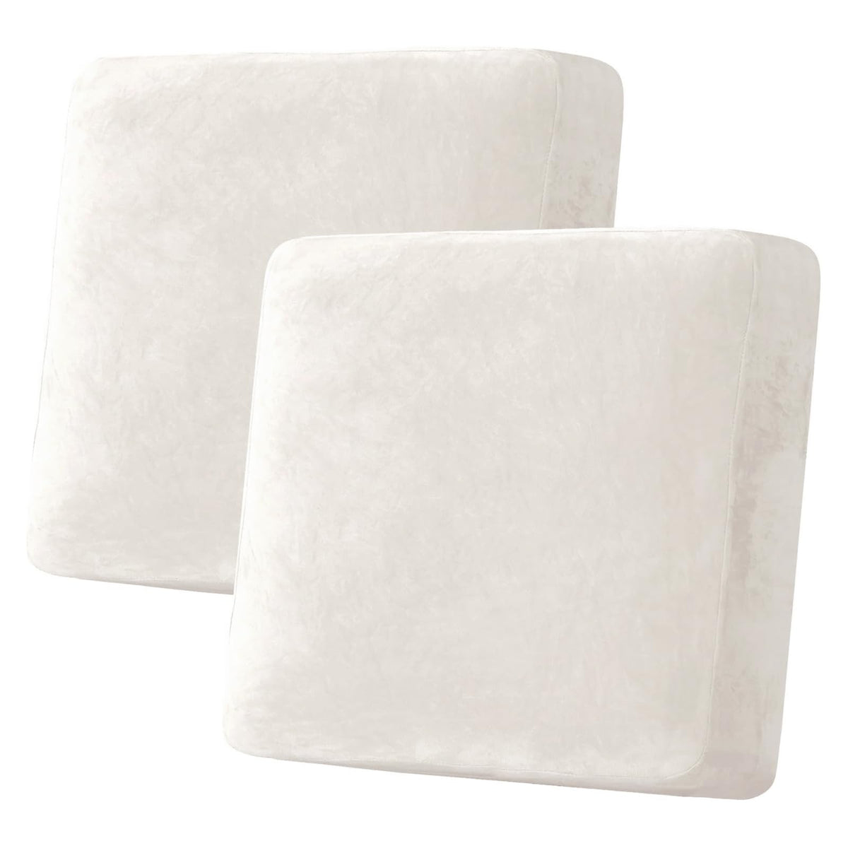 H.VERSAILTEX Velvet Stretch Couch Cushion Cover Plush Cushion Slipcover for Chair Loveseat Sofa Cushion Furniture Protector Seat Cushion Sofa Cover (3 Piece Sofa Cushion Covers, Ivory)
