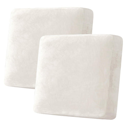 H.VERSAILTEX Velvet Stretch Couch Cushion Cover Plush Cushion Slipcover for Chair Loveseat Sofa Cushion Furniture Protector Seat Cushion Sofa Cover (3 Piece Sofa Cushion Covers, Ivory)