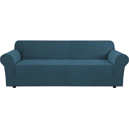 H.VERSAILTEX Stretch Sofa Covers for 3 Cushion Couch Covers Sofa Slipcovers for Living Room Feature Thick Checked Jacquard Fabric with Elastic Bottom, Sofa Large - Sand