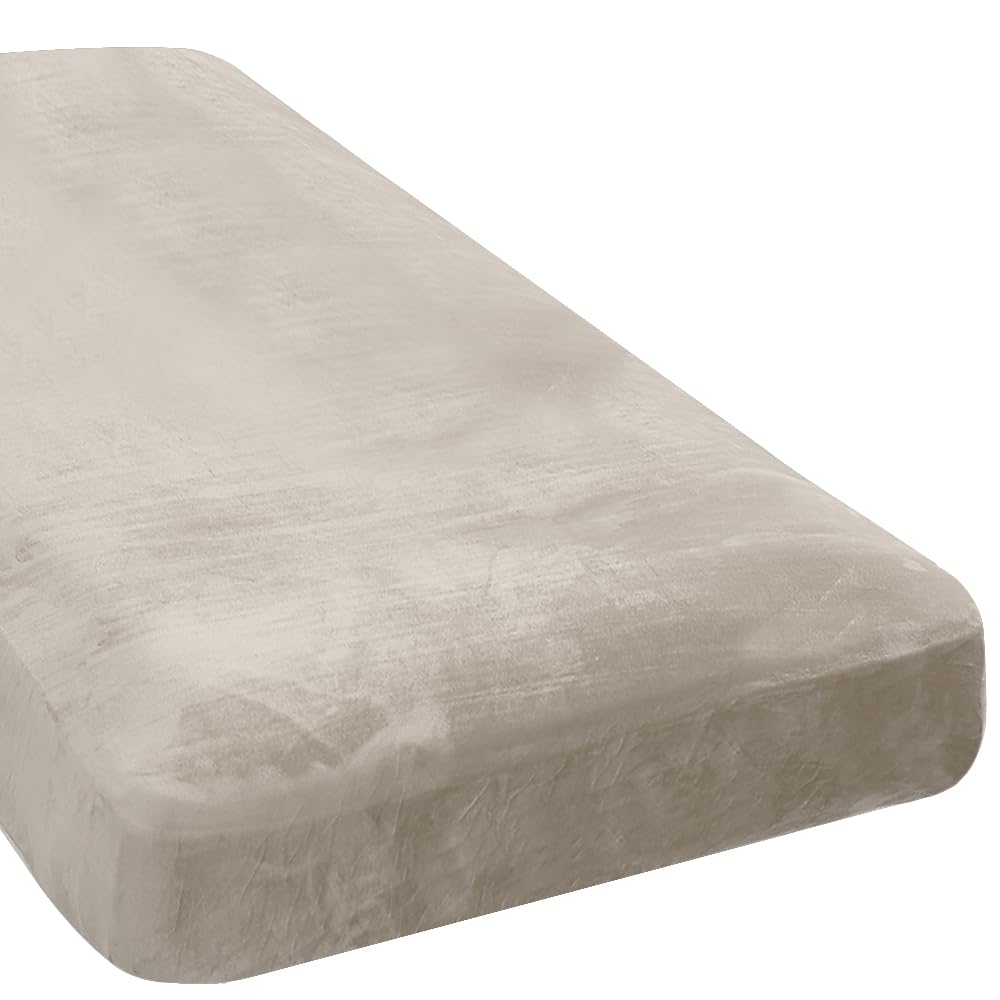 H.VERSAILTEX Velvet Stretch Couch Cushion Cover Plush Cushion Slipcover for Chair Loveseat Sofa Cushion Furniture Protector Seat Cushion Sofa Cover (3 Piece Sofa Cushion Covers, Ivory)