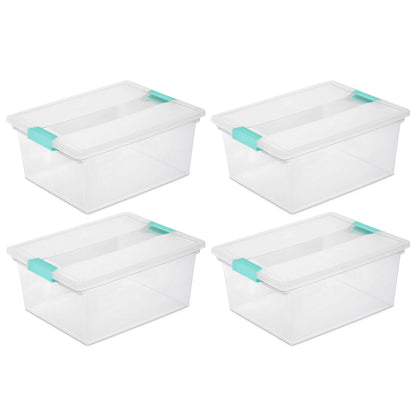 Sterilite Clip Box, Stackable Clear Plastic Bins- Large, 6-Pack