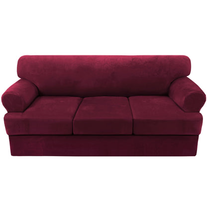 H.VERSAILTEX Sofa Cover 4 Piece T Cushion Sofa Slipcovers Couch Cover Furniture Protector Stretch T Cushion Sofa Covers for 3 Cushion Couch with 3 Individual T Cushion Covers, Ivory
