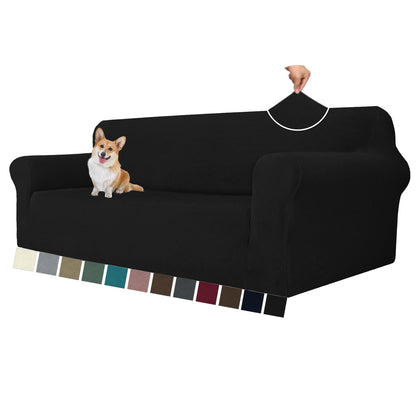 MAXIJIN Super Stretch Couch Cover for 3 Cushion Couch, 1-Piece Universal Sofa Covers Living Room Jacquard Spandex Furniture Protector Dogs Pet Friendly Fitted (Large, Gray)