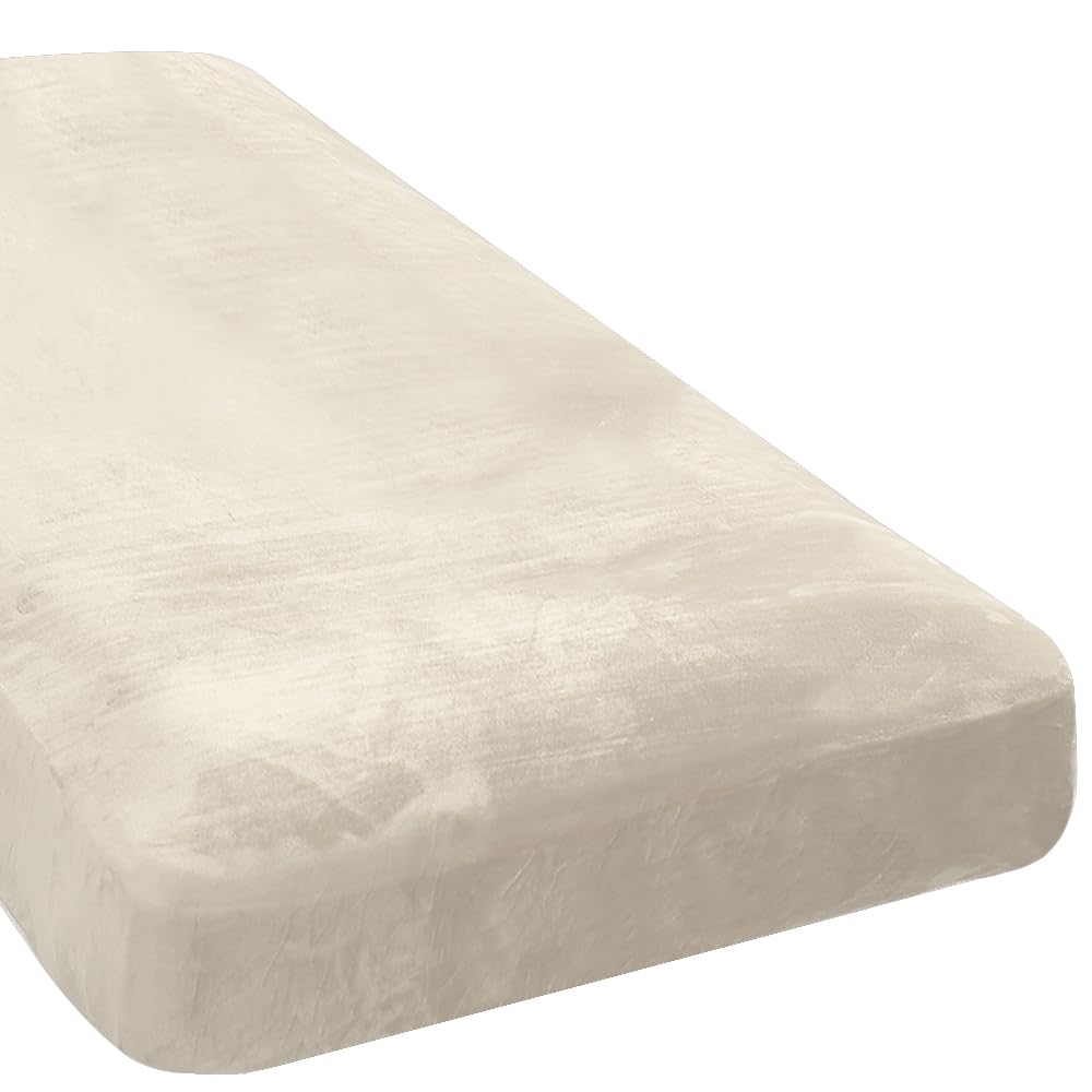 H.VERSAILTEX Velvet Stretch Couch Cushion Cover Plush Cushion Slipcover for Chair Loveseat Sofa Cushion Furniture Protector Seat Cushion Sofa Cover (3 Piece Sofa Cushion Covers, Ivory)