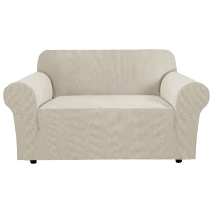 H.VERSAILTEX Stretch Sofa Covers for 3 Cushion Couch Covers Sofa Slipcovers for Living Room Feature Thick Checked Jacquard Fabric with Elastic Bottom, Sofa Large - Sand