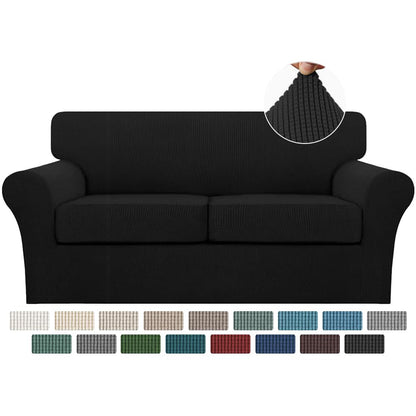 Turquoize 4 Piece Couch Cover Sofa Covers for 3 Cushion Couch Sofa Slipcovers Washable Sofa Cover for Dogs with Individual Couch Cushion Covers Feature Jacquard Fabric(3 Cushion Sofa, Biscotti Beige)