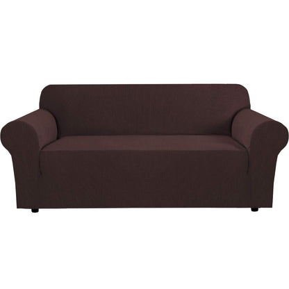 H.VERSAILTEX Stretch Sofa Covers for 3 Cushion Couch Covers Sofa Slipcovers for Living Room Feature Thick Checked Jacquard Fabric with Elastic Bottom, Sofa Large - Sand