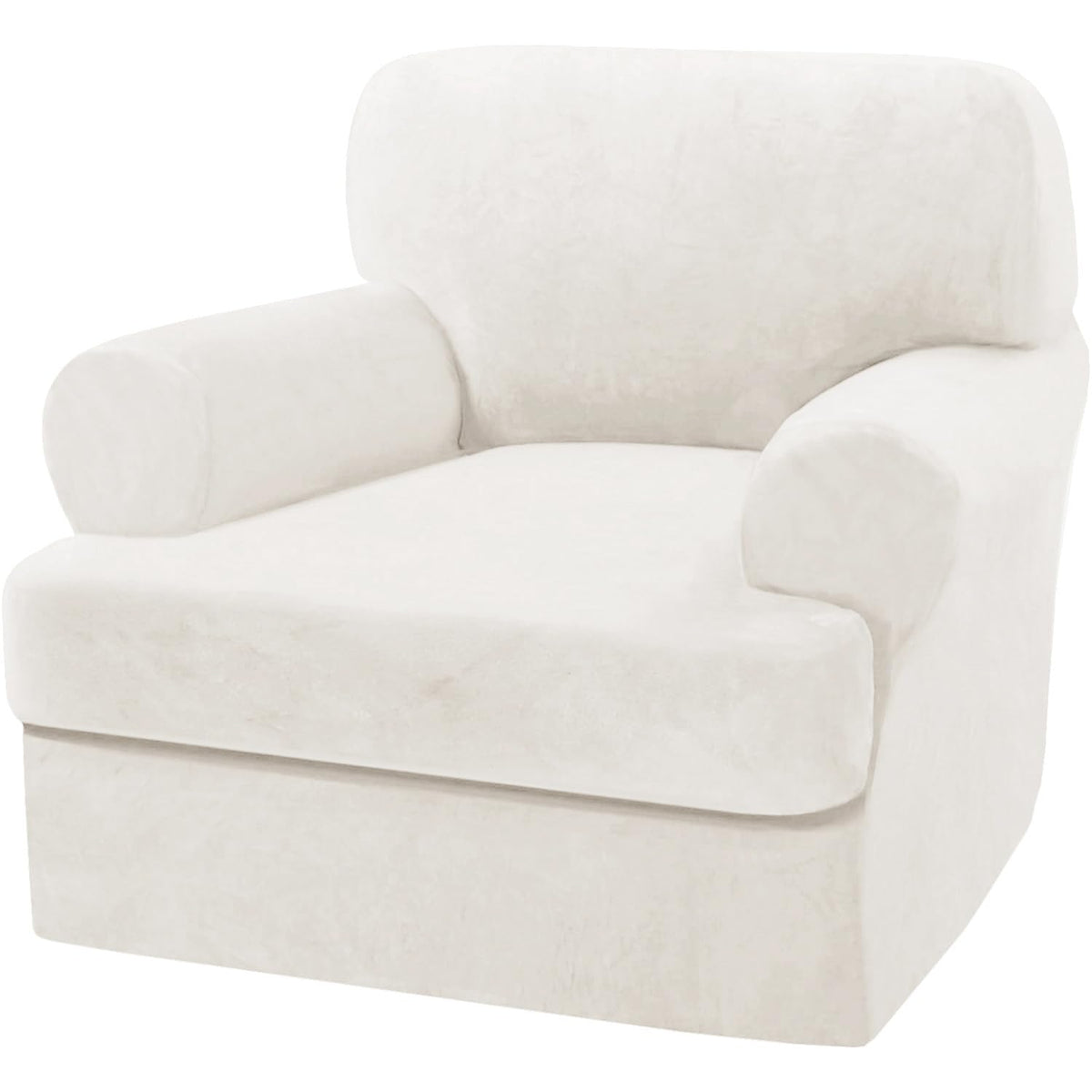 H.VERSAILTEX Sofa Cover 4 Piece T Cushion Sofa Slipcovers Couch Cover Furniture Protector Stretch T Cushion Sofa Covers for 3 Cushion Couch with 3 Individual T Cushion Covers, Ivory
