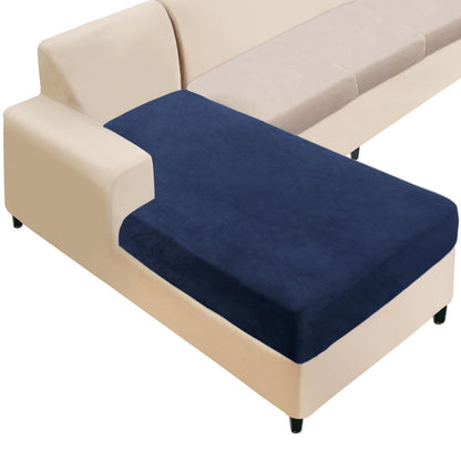 NAISI Sectional Couch Cover 4 Pieces Velvet Separate Couch Cushion Covers L Shape Soft Stretch Sofa Slipcovers with 2pcs Pillowcases for Left/Right Chaise Sectional Couch(3 Seater+1 Chaise,Dark Grey)