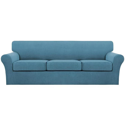 Turquoize 4 Piece Couch Cover Sofa Covers for 3 Cushion Couch Sofa Slipcovers Washable Sofa Cover for Dogs with Individual Couch Cushion Covers Feature Jacquard Fabric(3 Cushion Sofa, Biscotti Beige)