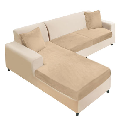 NAISI Sectional Couch Cover 4 Pieces Velvet Separate Couch Cushion Covers L Shape Soft Stretch Sofa Slipcovers with 2pcs Pillowcases for Left/Right Chaise Sectional Couch(3 Seater+1 Chaise,Dark Grey)