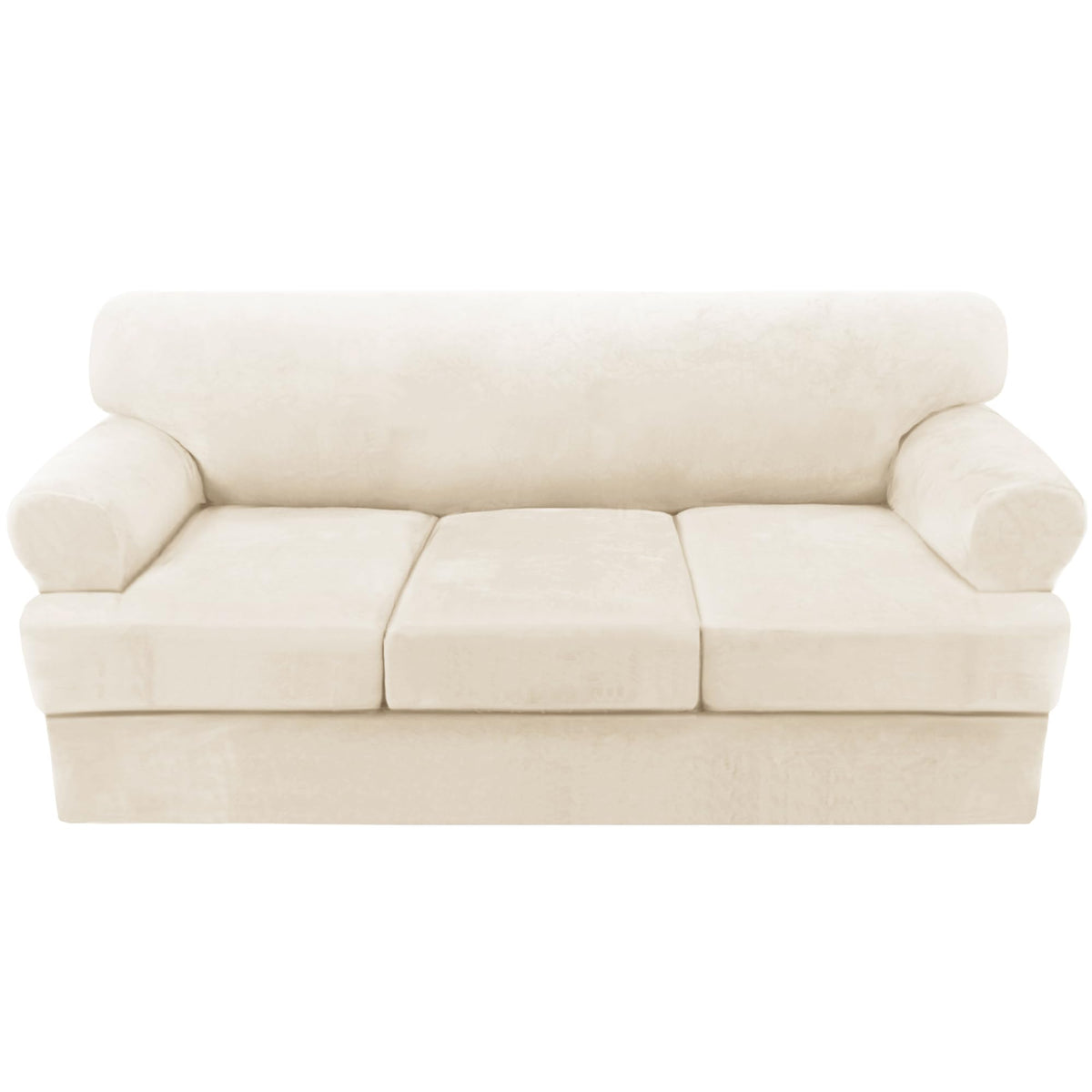 H.VERSAILTEX Sofa Cover 4 Piece T Cushion Sofa Slipcovers Couch Cover Furniture Protector Stretch T Cushion Sofa Covers for 3 Cushion Couch with 3 Individual T Cushion Covers, Ivory