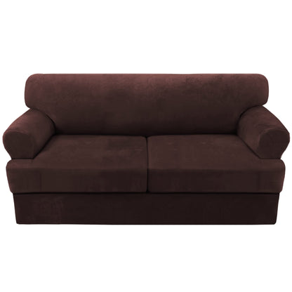 H.VERSAILTEX Sofa Cover 4 Piece T Cushion Sofa Slipcovers Couch Cover Furniture Protector Stretch T Cushion Sofa Covers for 3 Cushion Couch with 3 Individual T Cushion Covers, Ivory