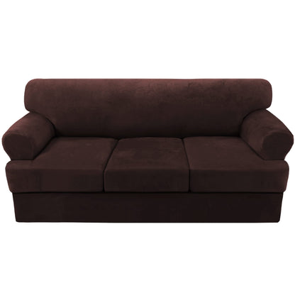 H.VERSAILTEX Sofa Cover 4 Piece T Cushion Sofa Slipcovers Couch Cover Furniture Protector Stretch T Cushion Sofa Covers for 3 Cushion Couch with 3 Individual T Cushion Covers, Ivory