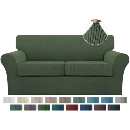Turquoize 4 Piece Couch Cover Sofa Covers for 3 Cushion Couch Sofa Slipcovers Washable Sofa Cover for Dogs with Individual Couch Cushion Covers Feature Jacquard Fabric(3 Cushion Sofa, Biscotti Beige)