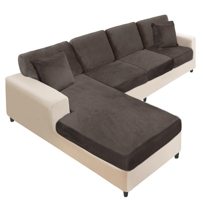 NAISI Sectional Couch Cover 4 Pieces Velvet Separate Couch Cushion Covers L Shape Soft Stretch Sofa Slipcovers with 2pcs Pillowcases for Left/Right Chaise Sectional Couch(3 Seater+1 Chaise,Dark Grey)