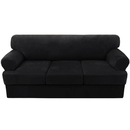 H.VERSAILTEX Sofa Cover 4 Piece T Cushion Sofa Slipcovers Couch Cover Furniture Protector Stretch T Cushion Sofa Covers for 3 Cushion Couch with 3 Individual T Cushion Covers, Ivory