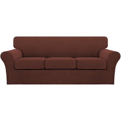 Turquoize 4 Piece Couch Cover Sofa Covers for 3 Cushion Couch Sofa Slipcovers Washable Sofa Cover for Dogs with Individual Couch Cushion Covers Feature Jacquard Fabric(3 Cushion Sofa, Biscotti Beige)