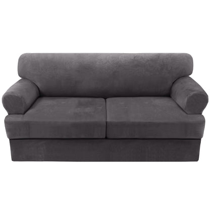 H.VERSAILTEX Sofa Cover 4 Piece T Cushion Sofa Slipcovers Couch Cover Furniture Protector Stretch T Cushion Sofa Covers for 3 Cushion Couch with 3 Individual T Cushion Covers, Ivory