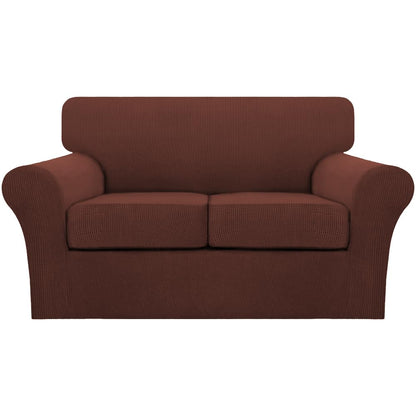 Turquoize 4 Piece Couch Cover Sofa Covers for 3 Cushion Couch Sofa Slipcovers Washable Sofa Cover for Dogs with Individual Couch Cushion Covers Feature Jacquard Fabric(3 Cushion Sofa, Biscotti Beige)