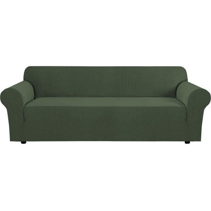 H.VERSAILTEX Stretch Sofa Covers for 3 Cushion Couch Covers Sofa Slipcovers for Living Room Feature Thick Checked Jacquard Fabric with Elastic Bottom, Sofa Large - Sand