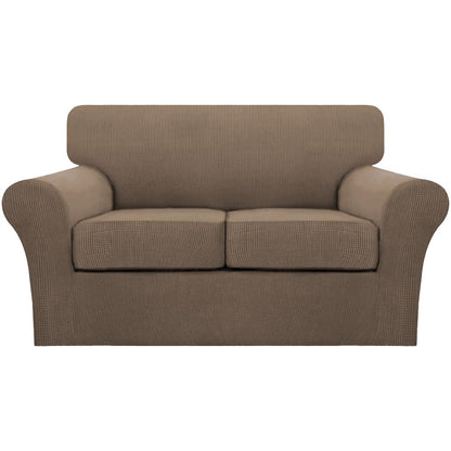 Turquoize 4 Piece Couch Cover Sofa Covers for 3 Cushion Couch Sofa Slipcovers Washable Sofa Cover for Dogs with Individual Couch Cushion Covers Feature Jacquard Fabric(3 Cushion Sofa, Biscotti Beige)