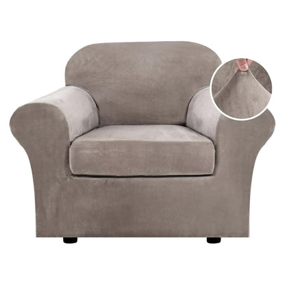 H.VERSAILTEX Modern Velvet Plush 4 Piece High Stretch Sofa Slipcover Furniture Protector Form Fit Luxury Thick Sofa Cover for 3 Cushion Couch, Machine Washable Width Up to 90 Inch(Sofa,Ivory)