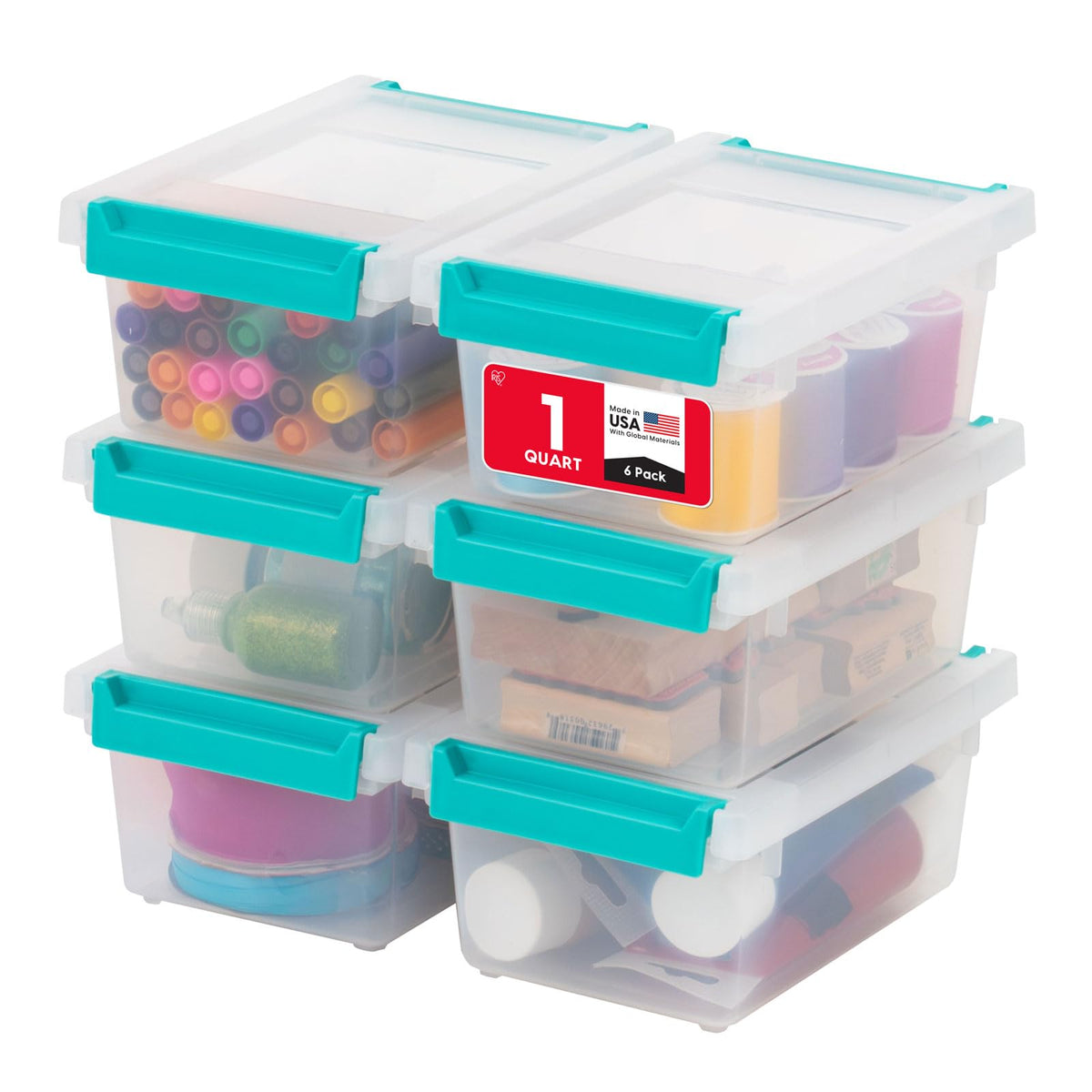 IRIS USA Storage Bins with Lids |Made in USA| 12 Qt - (4-Pack) - Clear