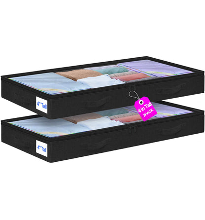 punemi 6.7 in Tall Sturdy Under Bed Storage Containers with Lid, 2Pack,Gray