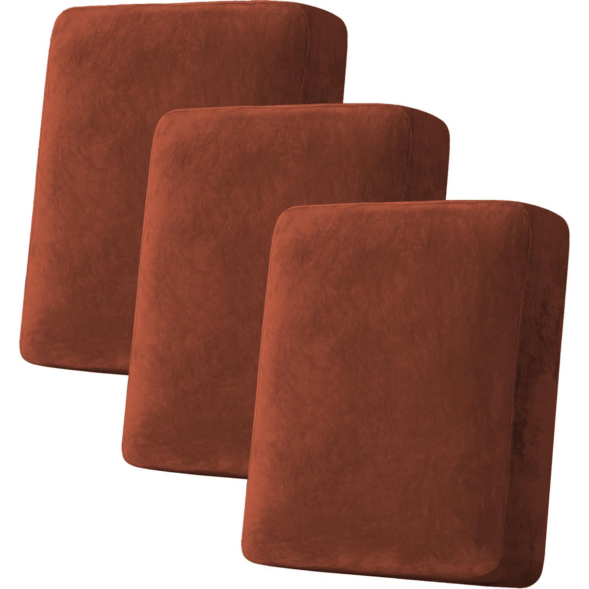 H.VERSAILTEX Velvet Stretch Couch Cushion Cover Plush Cushion Slipcover for Chair Loveseat Sofa Cushion Furniture Protector Seat Cushion Sofa Cover (3 Piece Sofa Cushion Covers, Ivory)