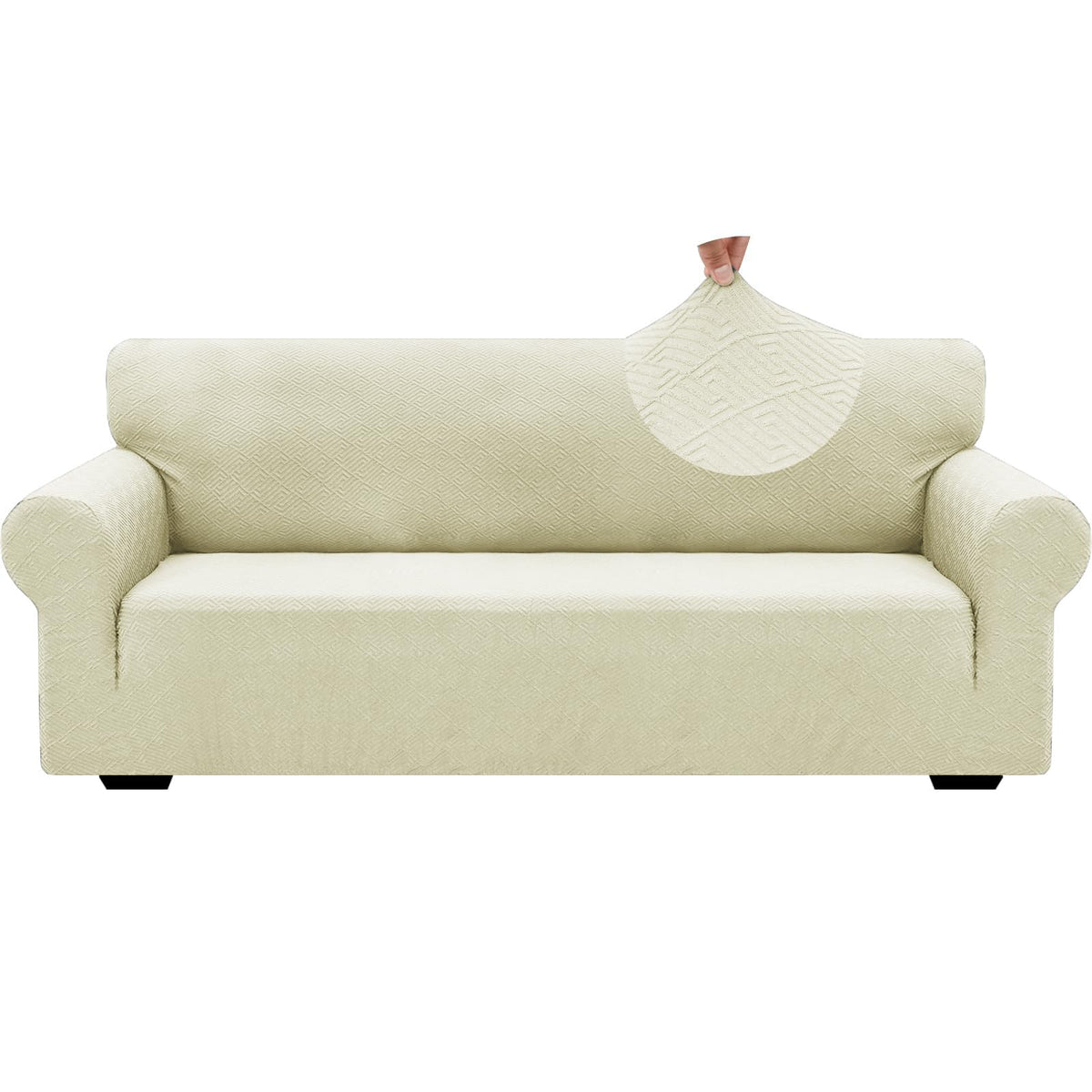 ZNSAYOTX 1 Piece Jacquard Couch Covers for 3 Cushion Couch Living Room High Stretch Sofa Cover Pets Dogs Friendly Anti Slip Thickened Slipcovers Furniture Protector (Sofa, Light Grey)