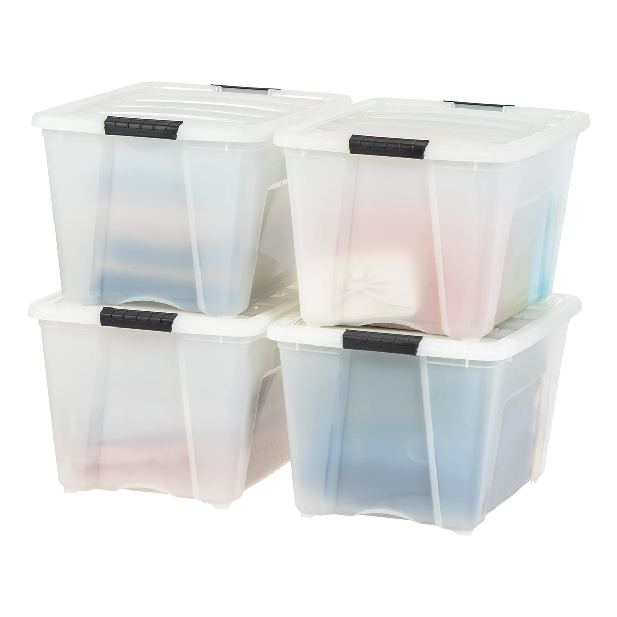 IRIS USA 4-Pack 55 Quart Clip Box with Latching Lid