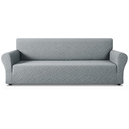 ZNSAYOTX 1 Piece Jacquard Couch Covers for 3 Cushion Couch Living Room High Stretch Sofa Cover Pets Dogs Friendly Anti Slip Thickened Slipcovers Furniture Protector (Sofa, Light Grey)