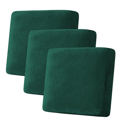 H.VERSAILTEX Velvet Stretch Couch Cushion Cover Plush Cushion Slipcover for Chair Loveseat Sofa Cushion Furniture Protector Seat Cushion Sofa Cover (3 Piece Sofa Cushion Covers, Ivory)