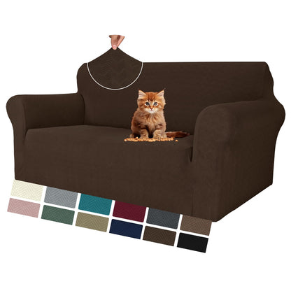 MAXIJIN Super Stretch Couch Cover for 3 Cushion Couch, 1-Piece Universal Sofa Covers Living Room Jacquard Spandex Furniture Protector Dogs Pet Friendly Fitted (Large, Gray)