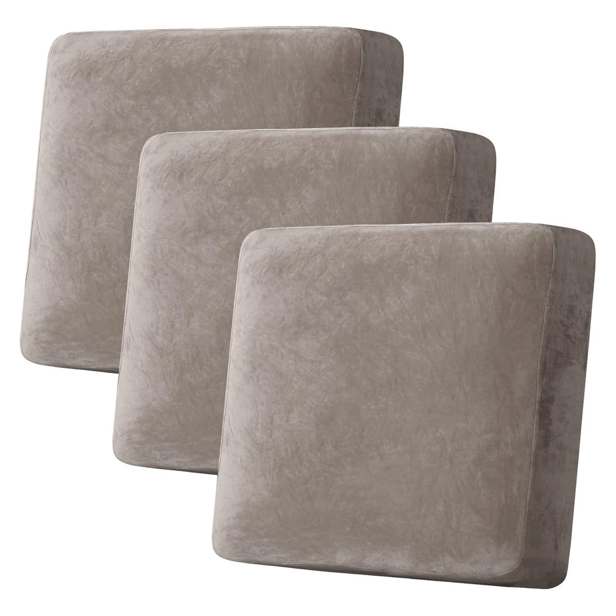 H.VERSAILTEX Velvet Stretch Couch Cushion Cover Plush Cushion Slipcover for Chair Loveseat Sofa Cushion Furniture Protector Seat Cushion Sofa Cover (2 Piece Large Sofa Cushion Covers, Ivory)
