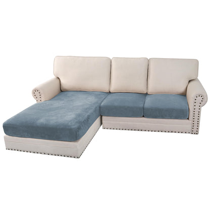 H.VERSAILTEX Velvet Stretch Couch Cushion Cover Plush Cushion Slipcover for Chair Loveseat Sofa Cushion Furniture Protector Seat Cushion Sofa Cover (3 Piece Sofa Cushion Covers, Ivory)