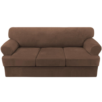 H.VERSAILTEX Sofa Cover 4 Piece T Cushion Sofa Slipcovers Couch Cover Furniture Protector Stretch T Cushion Sofa Covers for 3 Cushion Couch with 3 Individual T Cushion Covers, Ivory