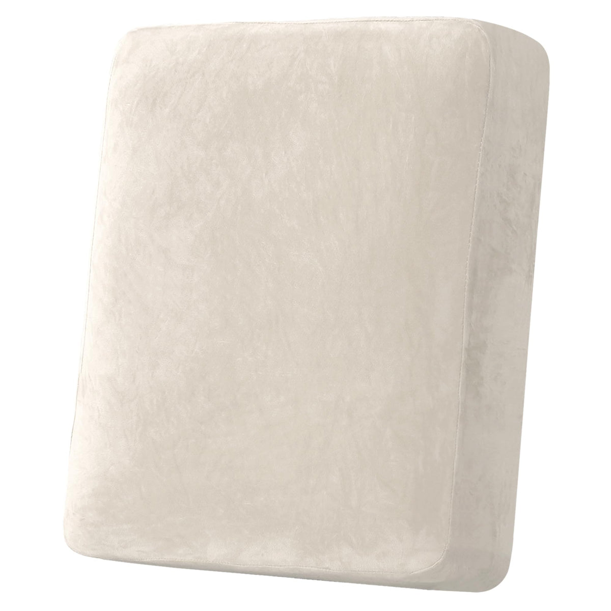 H.VERSAILTEX Velvet Stretch Couch Cushion Cover Plush Cushion Slipcover for Chair Loveseat Sofa Cushion Furniture Protector Seat Cushion Sofa Cover (2 Piece Large Sofa Cushion Covers, Ivory)