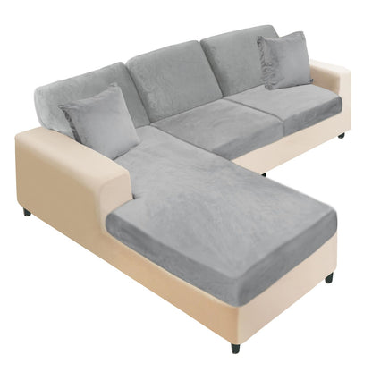 NAISI Sectional Couch Cover 4 Pieces Velvet Separate Couch Cushion Covers L Shape Soft Stretch Sofa Slipcovers with 2pcs Pillowcases for Left/Right Chaise Sectional Couch(3 Seater+1 Chaise,Dark Grey)